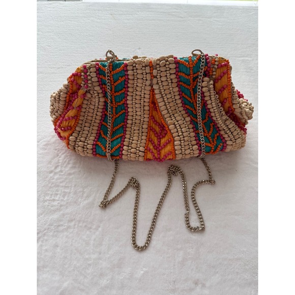 Unbranded Handbags - Viral Made in India Handcrafted‎ Artisan Beaded Clutch/Purse Gold Tone Chain